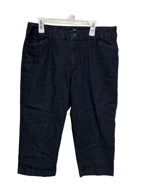 St. John’s Bay Women’s Capri Jeans Size 10 Dark Wash Stretch Denim